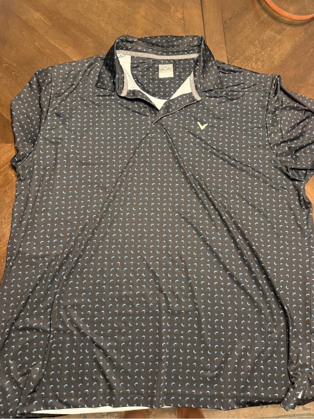 Callaway Black Polo with Light Blue Micro Pattern